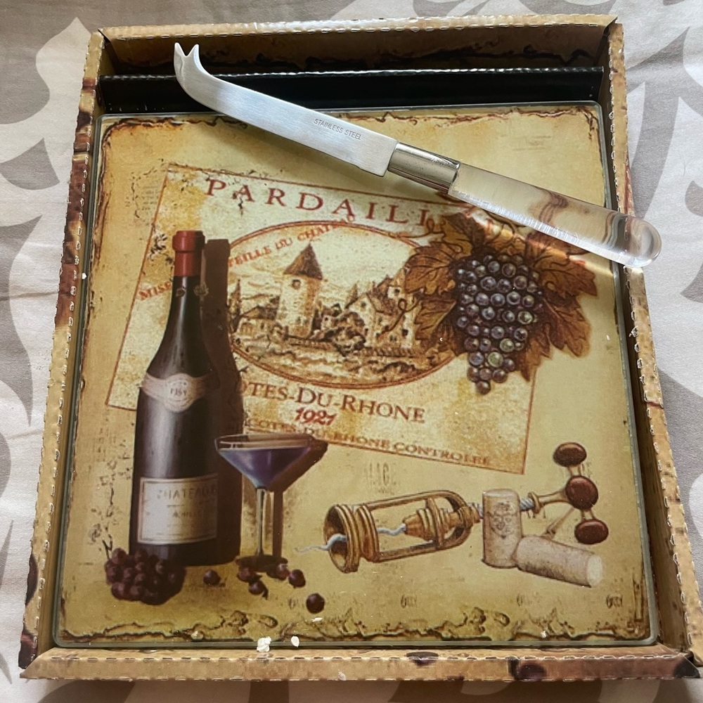 Wine Themed Cheese Board with Knife